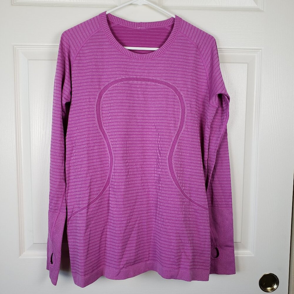 Lululemon swiftly tech long sleeve Pink Striped Size 12 Stretch, Athletic